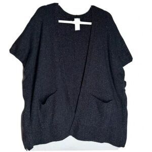 Cabi 4064 Luxury Charcoal Black Sparkle Side Zipper Poncho Sweater Size XS/S